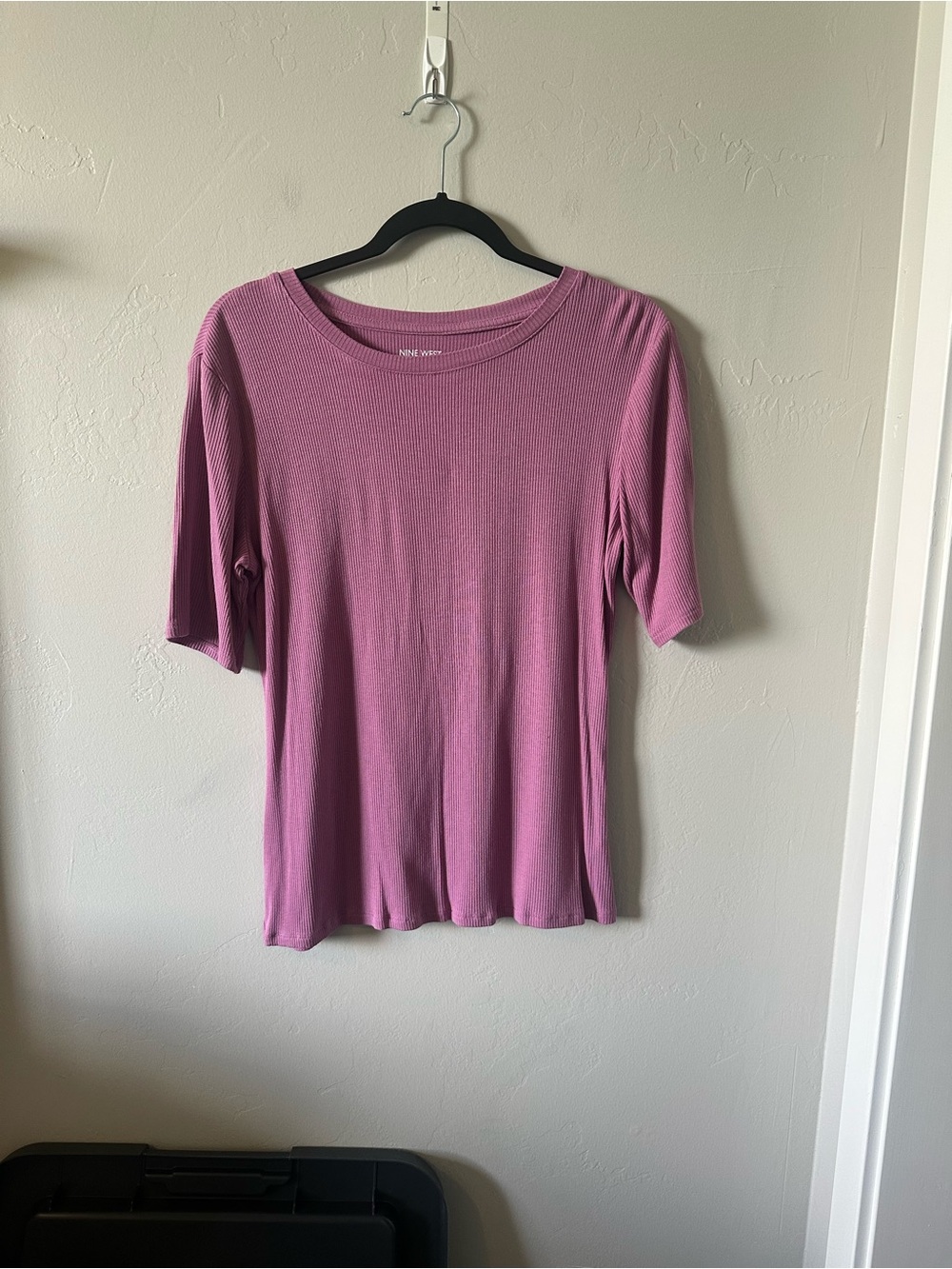 Nine West Mauve Ribbed Short-Sleeve Tee